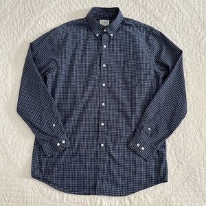 L.L. Bean Blue Check Long Sleeved Cotton Button Down Shirt Men's Medium